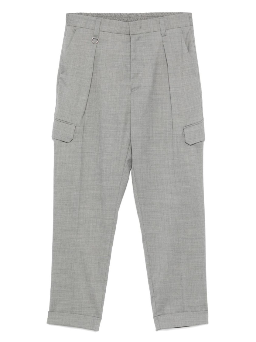 Paolo Pecora Tailored Cropped Trousers With Elastic Waistband In Burgundy