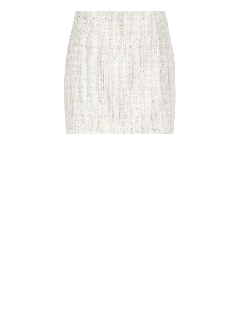 Tagliatore Sequin-embellished Tweed Mini Skirt In White