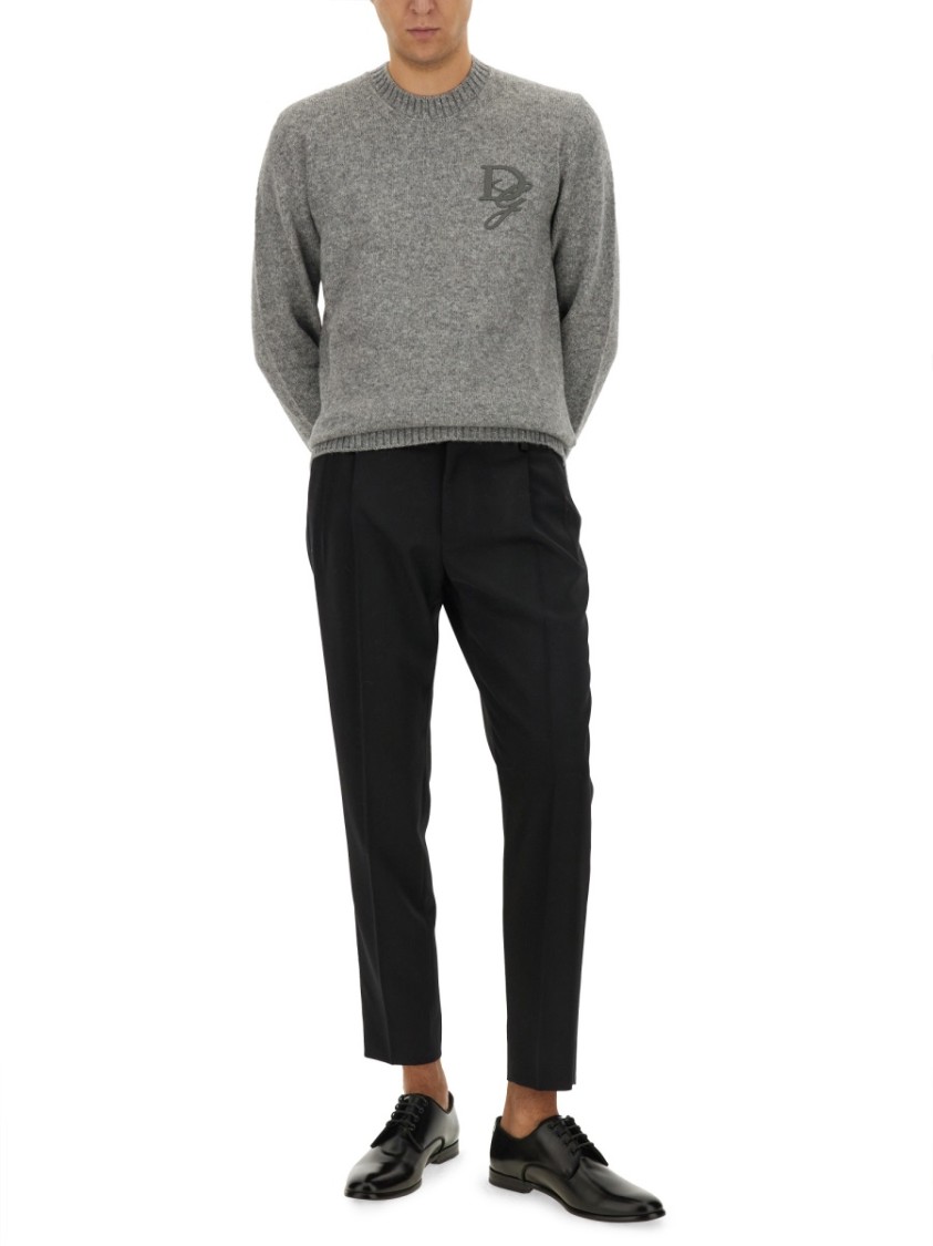 Dolce & Gabbana Melange Grey Nylon Blend Sweater In Grey