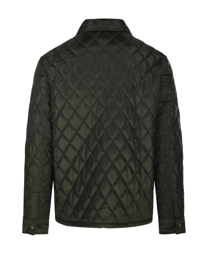 Burberry Green Quilted Jacket With Classic Collar In Tech Fabric Man In Green