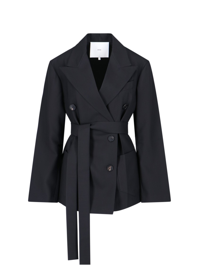 SETCHU SETCHU ENRICO' DOUBLE-BREASTED BLAZER – BLACK 