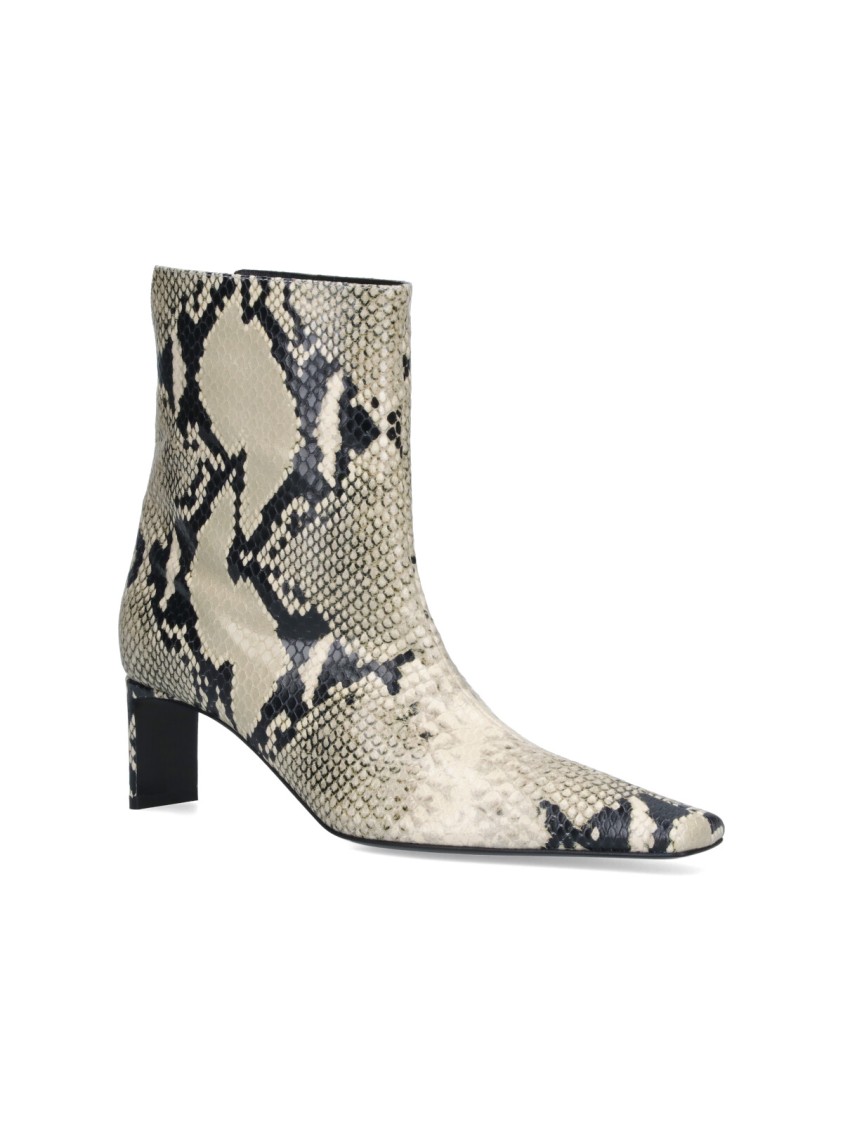 Khaite Ona Ankle Boot Natural Python-embossed Leather