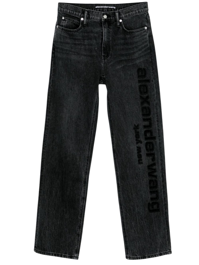 ALEXANDER WANG ALEXANDER WANG GREY RELAXED FIT STRAIGHT LEG JEANS