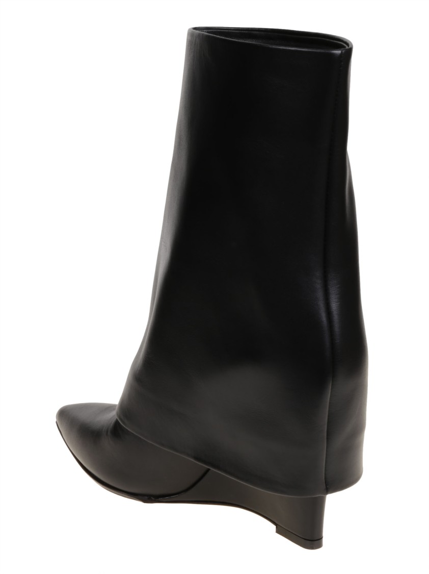 Sergio Levantesi Pointed Toe Black Leather Ankle Boot In Black