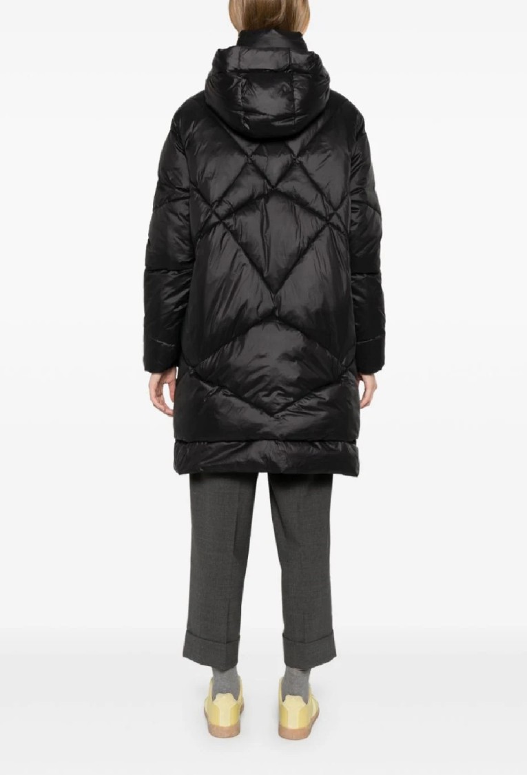 Pinko Quilted Oversized Jacket With High Collar In Black