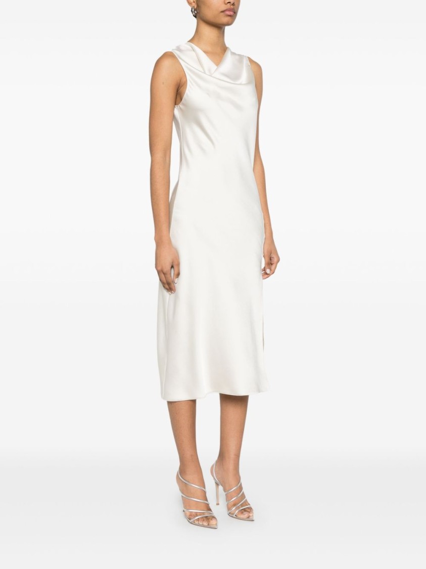 PATRIZIA PEPE PATRIZIA PEPE COWL NECK MIDI DRESS WITH SIDE SLIT 