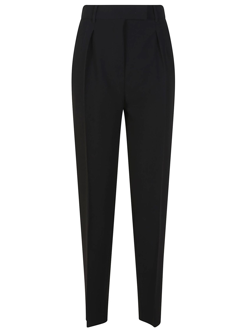 Max Mara Straight-leg Trousers With High Waist And Pleat Detail In Black