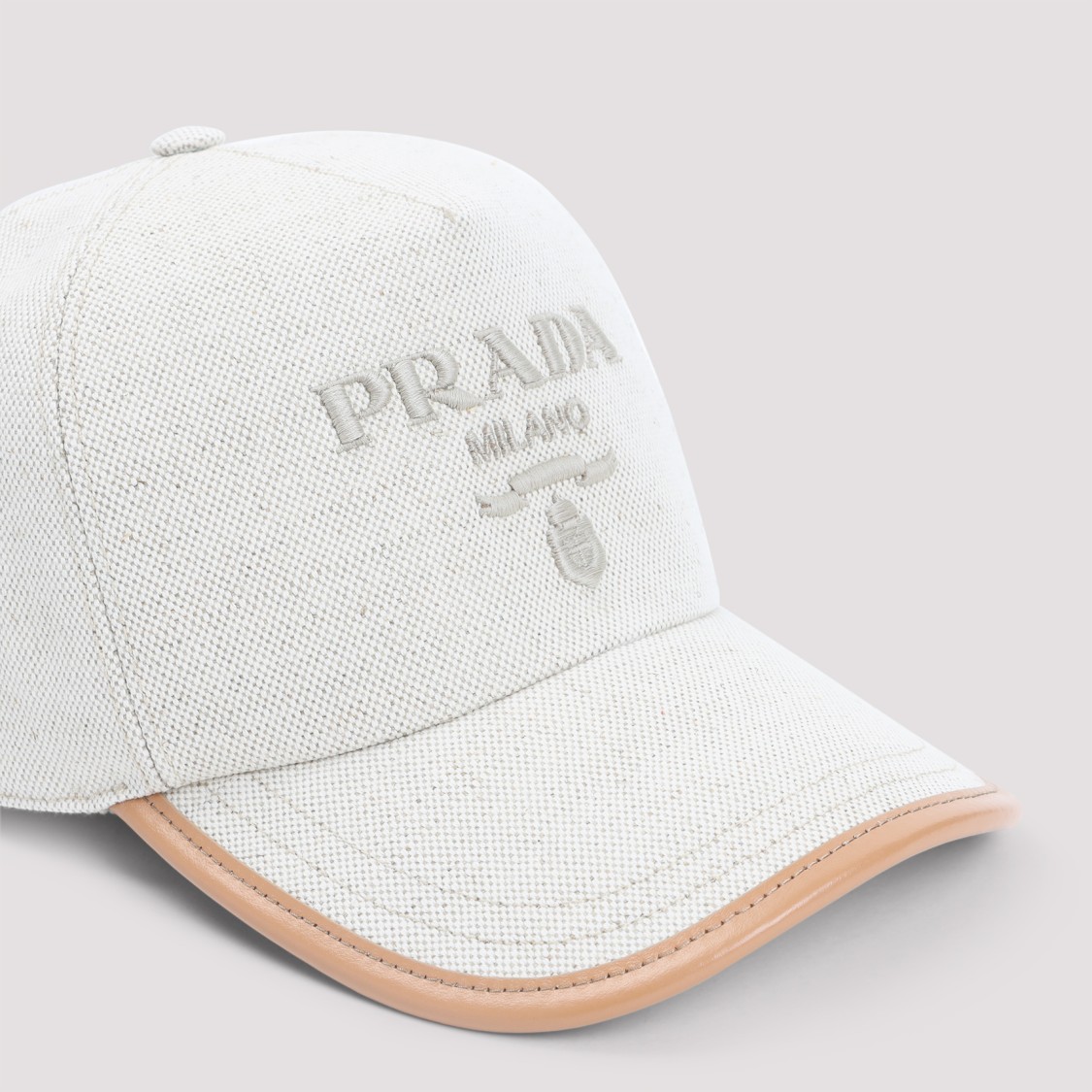 Prada Baseball Hat With Adjustable Strap And Contrast Trim In White