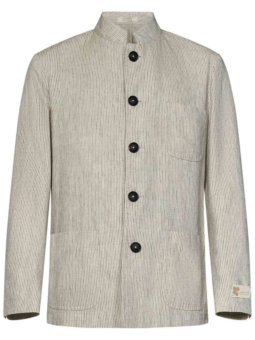 Massimo Alba Linen-cotton Blend Beige Jacket With Guru Collar