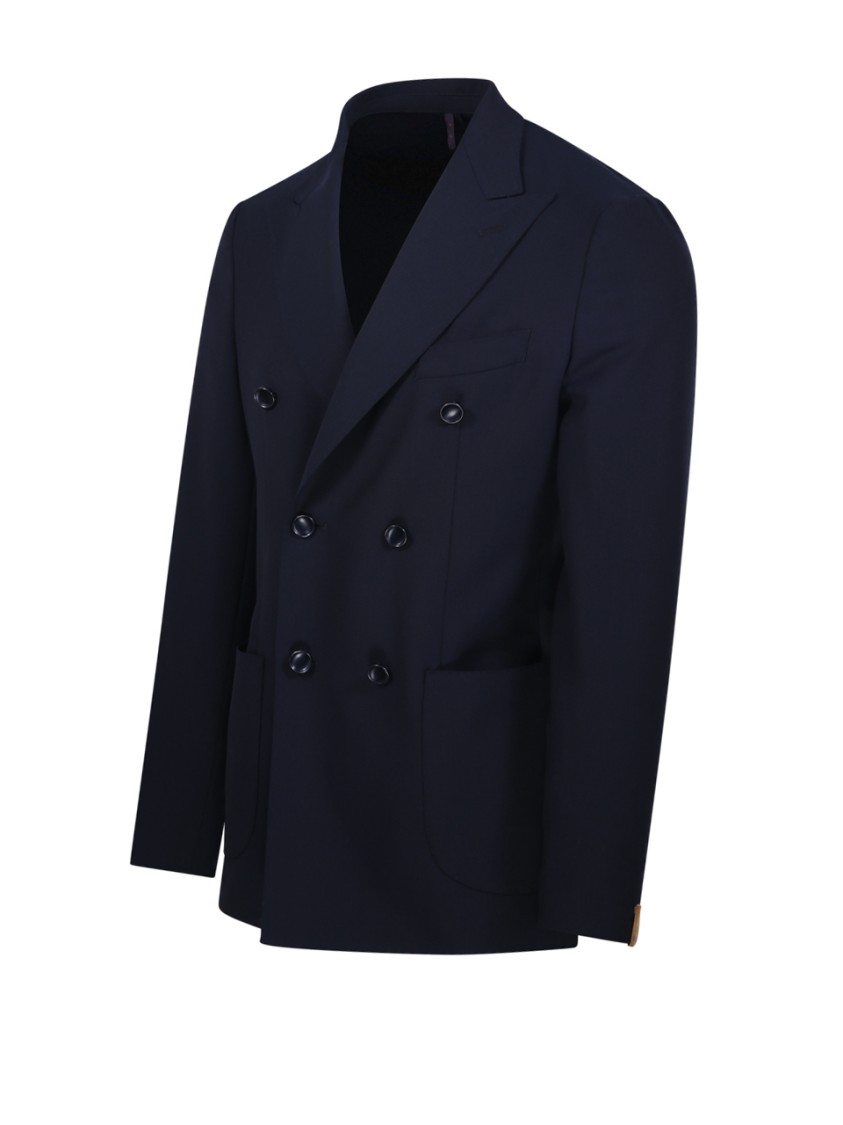 Santaniello Double-breasted Tailored Jacket In Blue