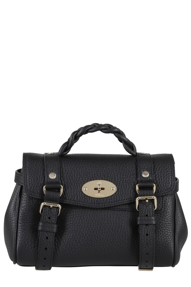 Mulberry 'alexa' Black Handbag With Adjustable And Removable Shoulder Strap And Magnetic Closure