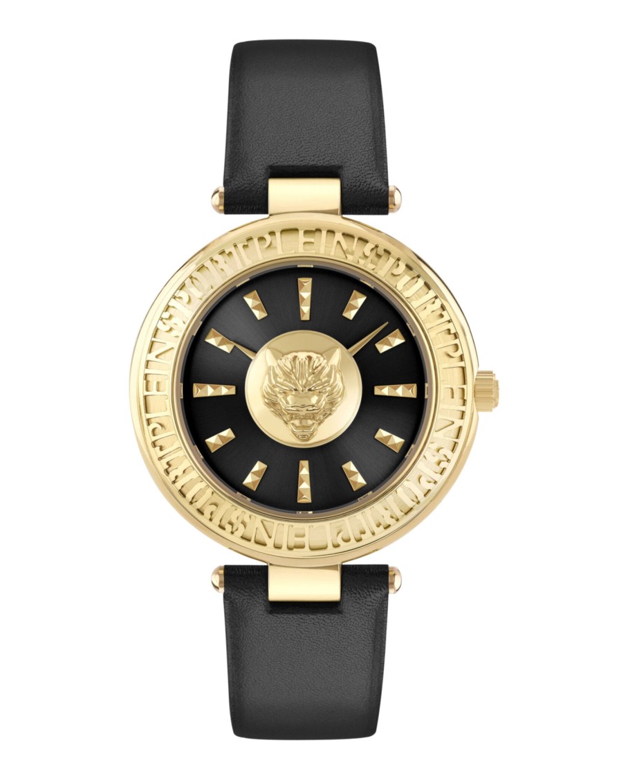 Plein Sport Opium Leather Strap Watch With Gold Case