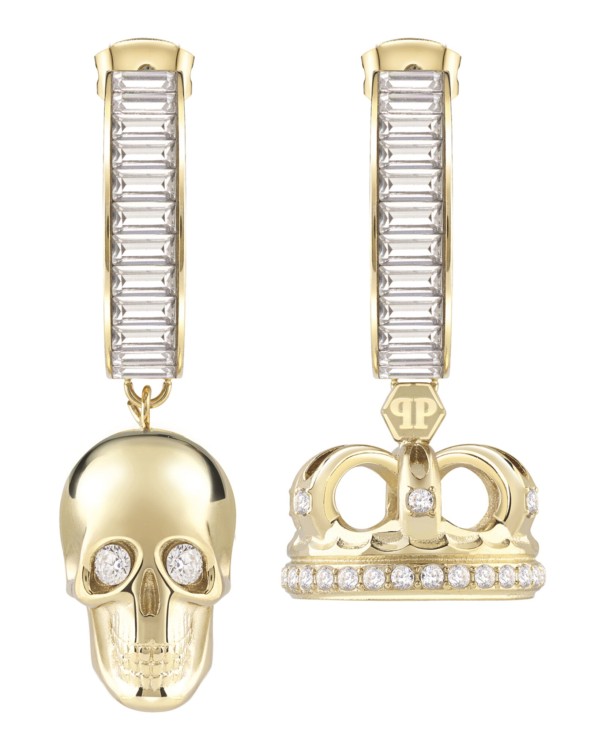 ピアス Philipp Plein Skull And Crown Earrings With 66 Preciosa Philipp Plein Skull And Crown With 66 Preciosa Crystals