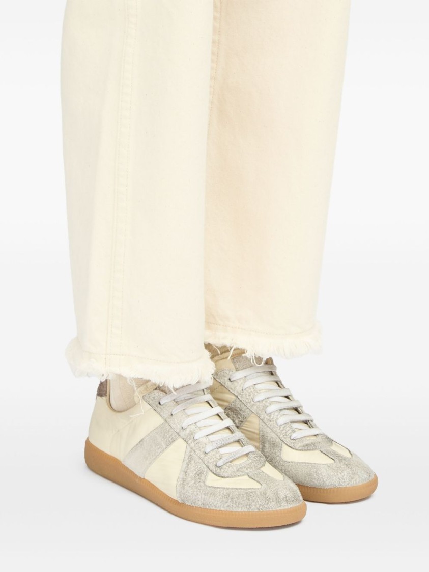Maison Margiela Sneakers In Beige With Front Lace-up Fastening