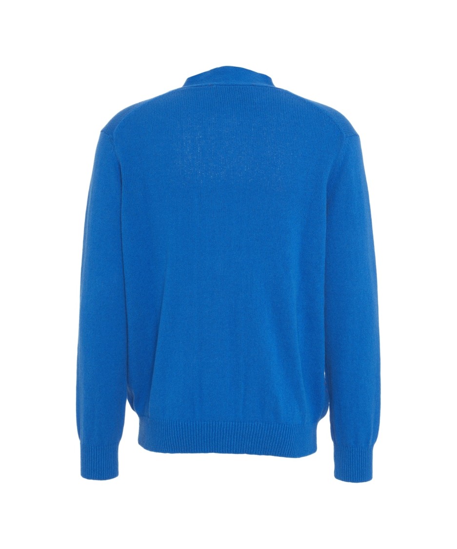 AMARANTO AMARANTO BLUE COTTON BLEND CARDIGAN