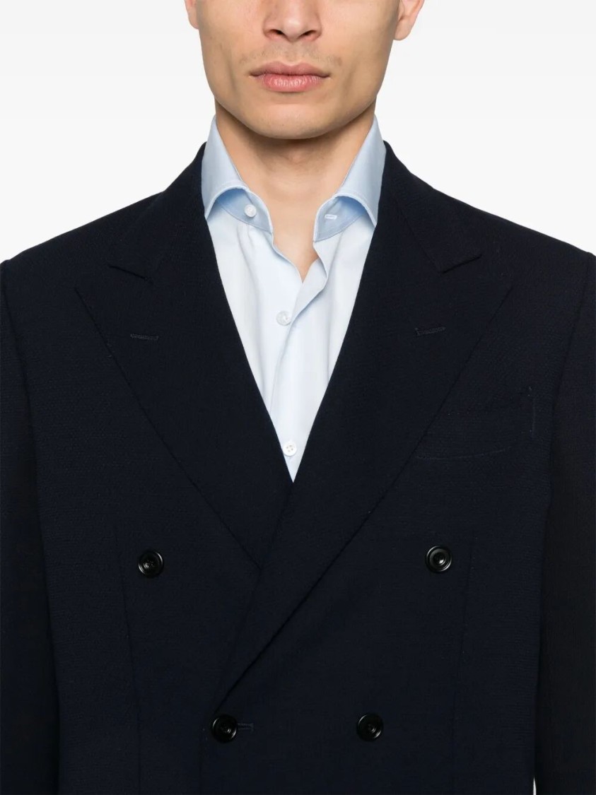 Sartorio Napoli Double-breasted Tailored Wool Jacket In Black