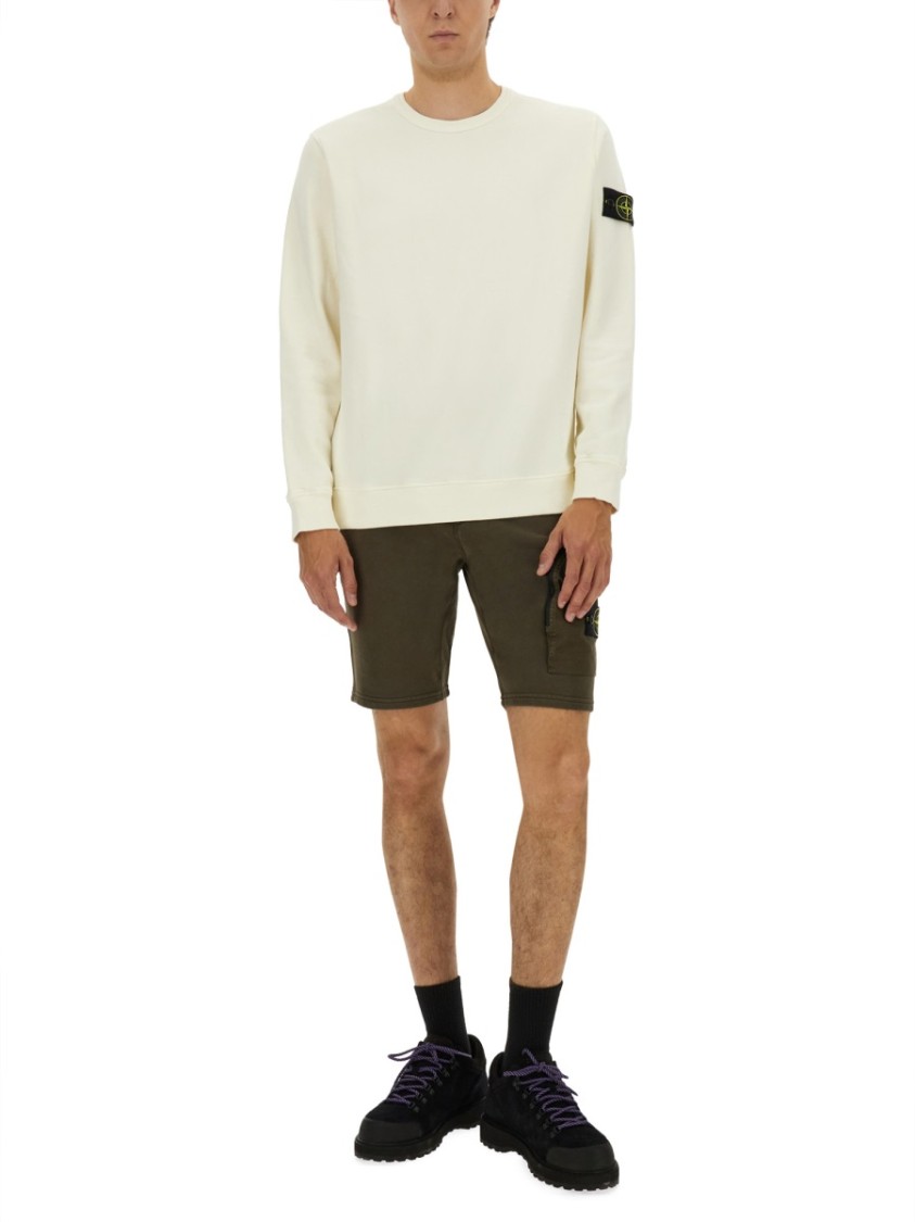 Stone Island Textured Knit Sweater With Crew Neckline In Neutral