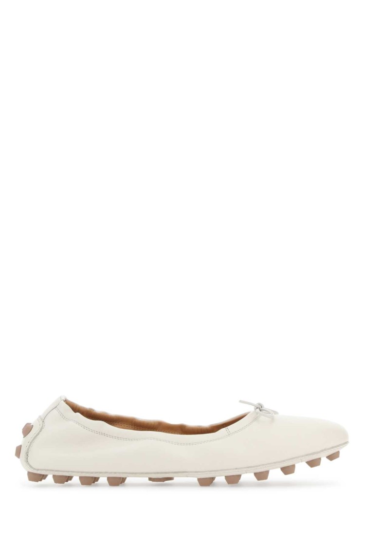 Tod's Ivory Leather Bubble Ballerinas In Neutral