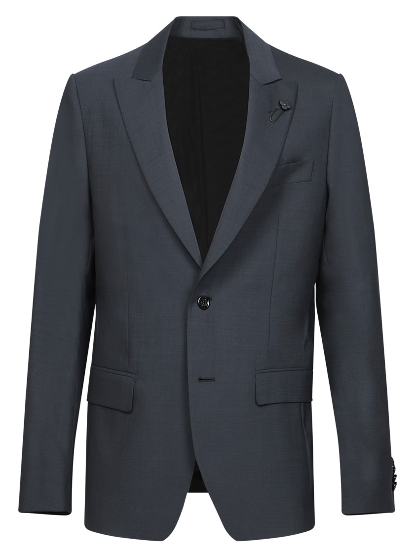 Lardini Tailored Dark Grey Suit With Notch Lapels In Grey