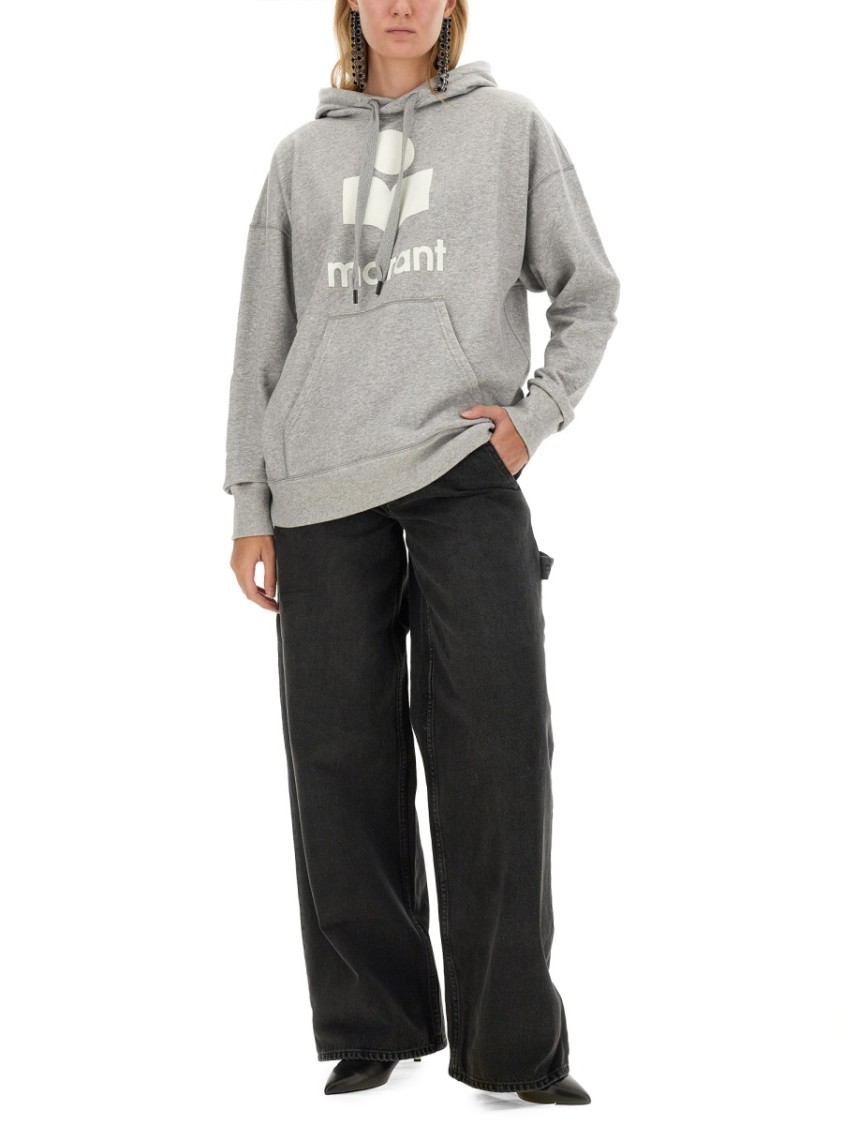 Isabel Marant Étoile Hooded Sweatshirt With Drawstring And Kangaroo Pocket In Gray