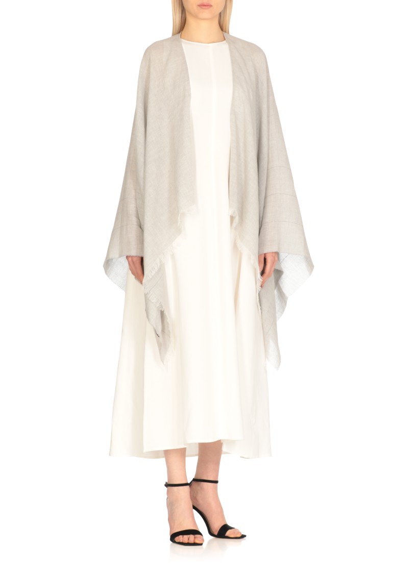 Shop Peserico Grey Poncho With Bright Light Details
