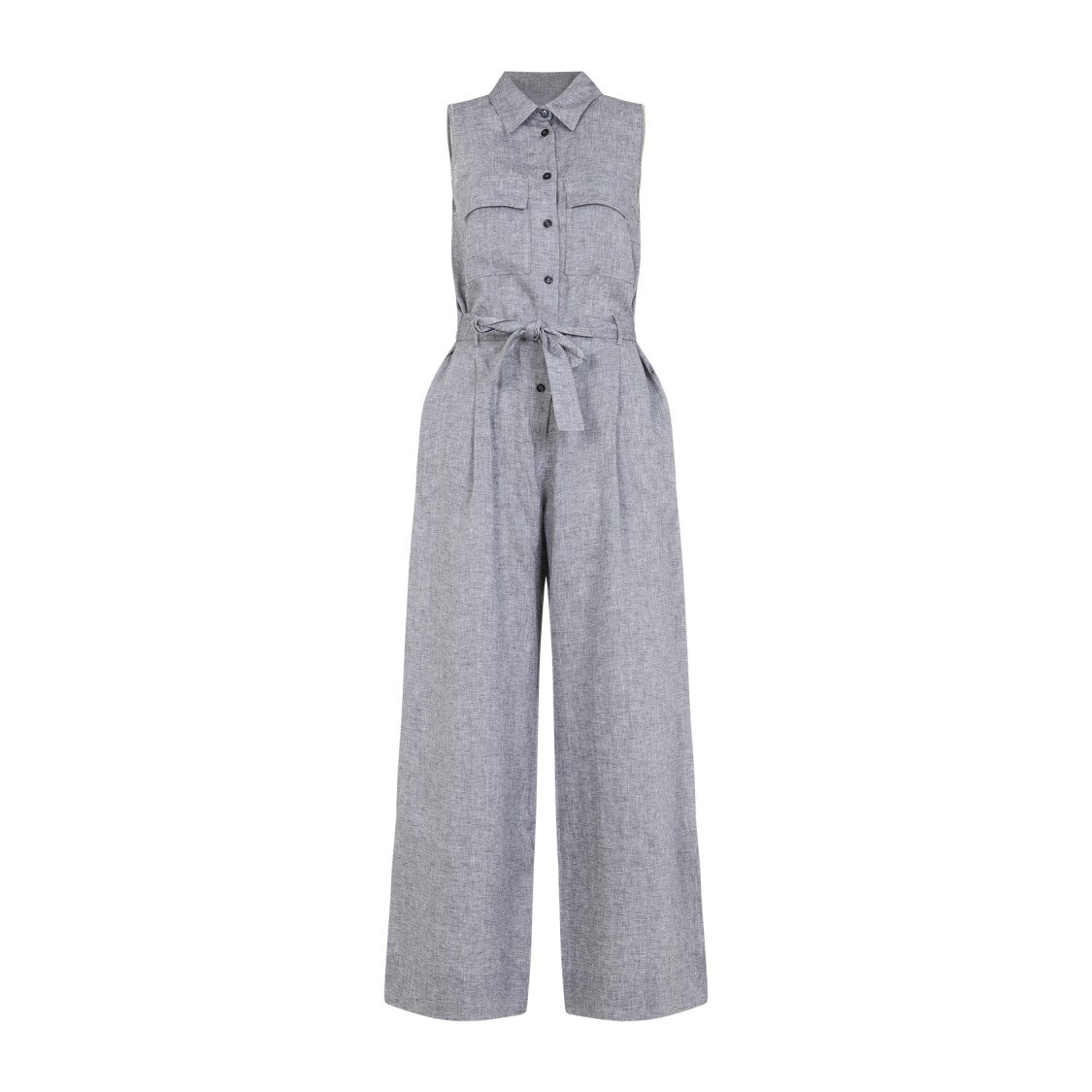 Shop Peserico Blue Linen Jumpsuit In Grey
