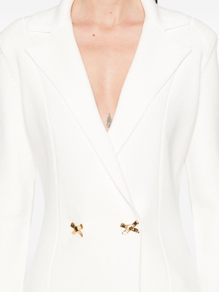 Elisabetta Franchi Ivory Jacket With Deep V-neckline In White