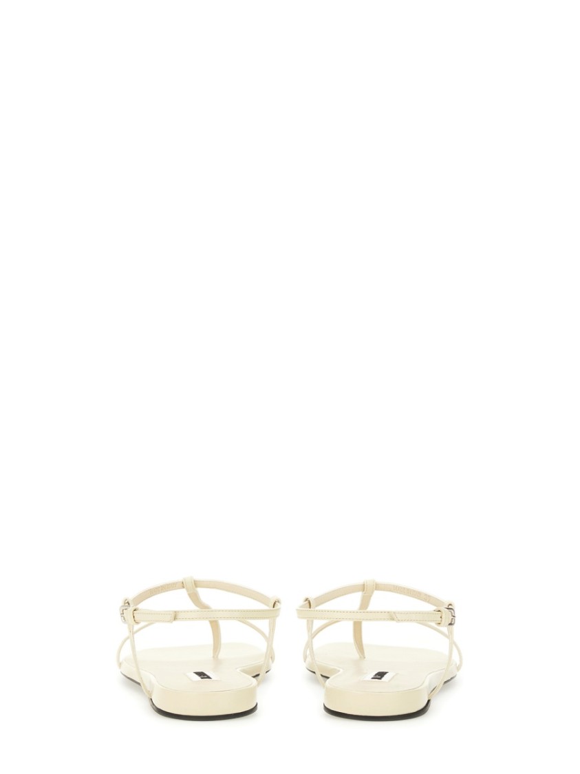 Shop Jil Sander Leather Sandals With Ankle Strap In White