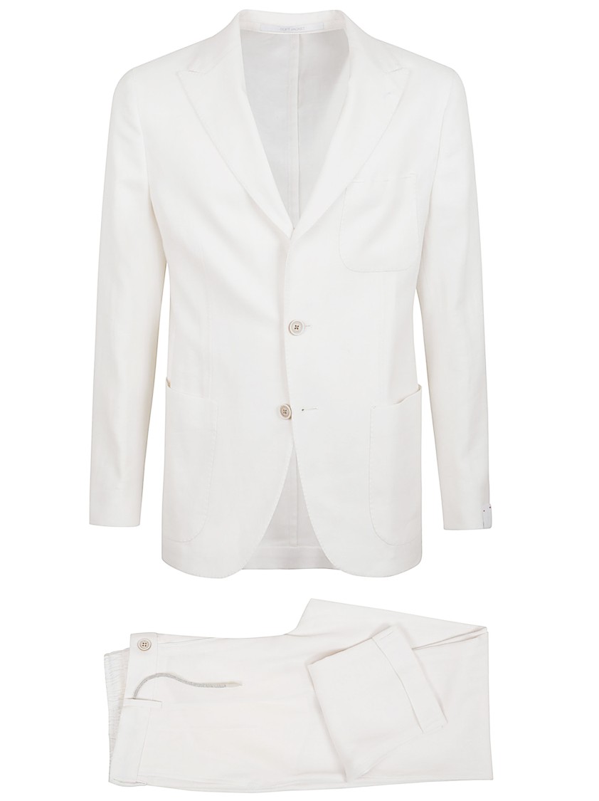 Eleventy Modern Fit White Suit With Notch Lapel In White