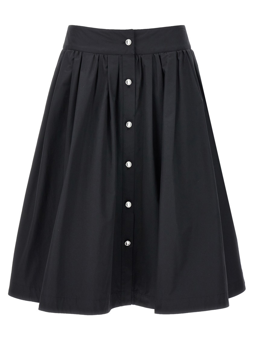 Moschino Flared High Waist Pleated Midi Skirt In Black