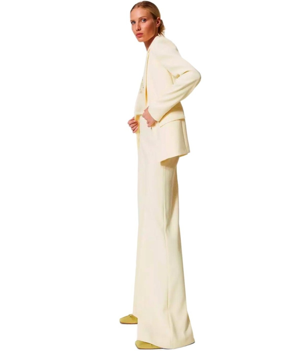 Shop Twinset Twin-set Vanilla Wide Leg Trousers In Yellow