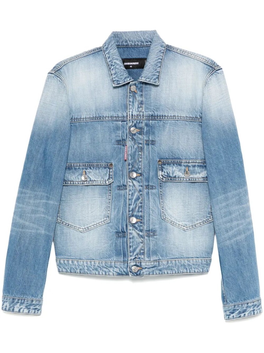 Dsquared2 Denim Jacket With Buttoned Cuffs And Pockets