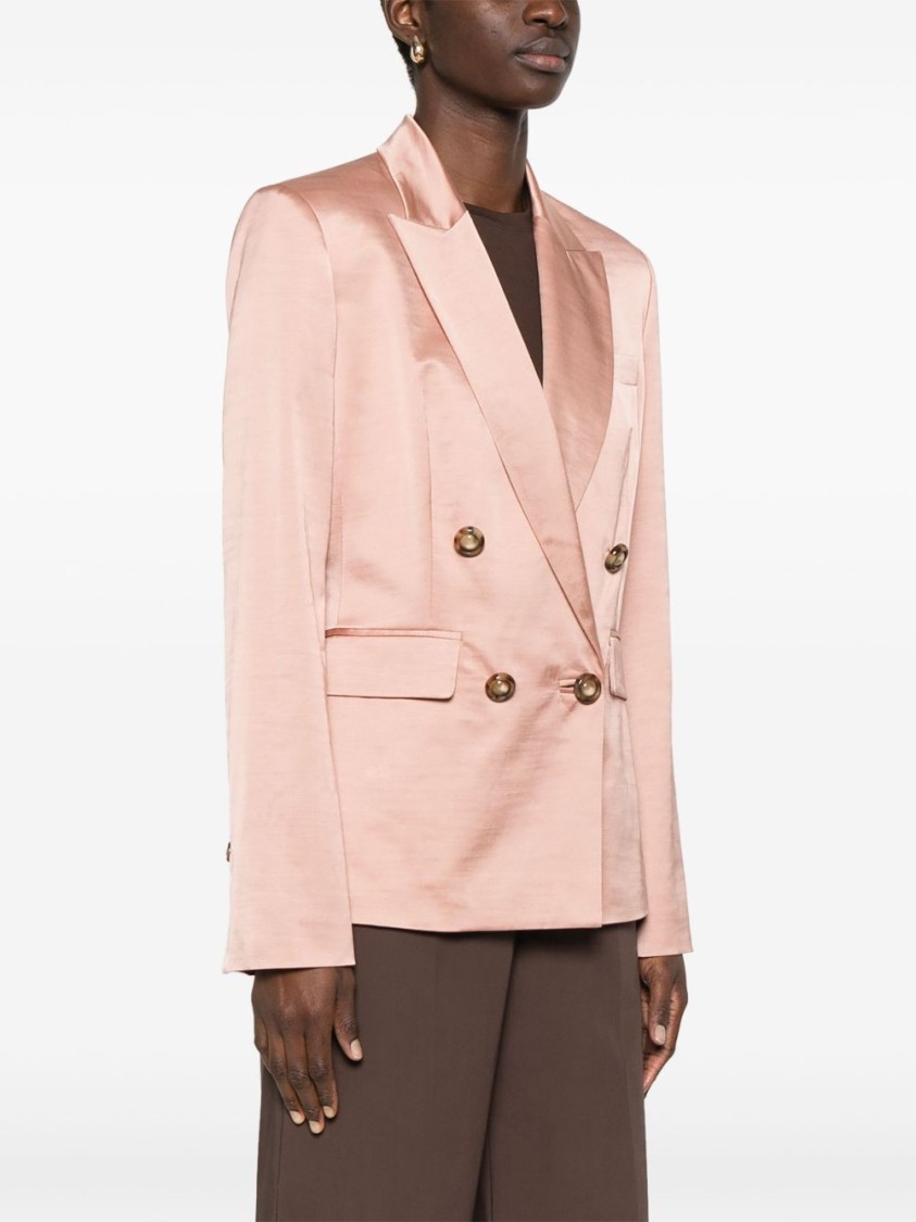 Pinko Tailored Double-breasted Jacket With Gold-tone Buttons In Pink