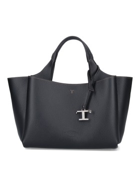 Tod's Textured White Leather Handbag With Silver Charm Bag