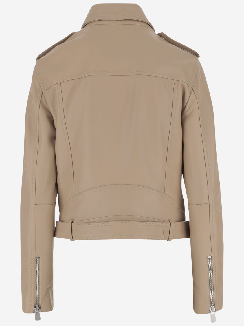 Pinko Costa Rica Leather Biker Jacket In Pink