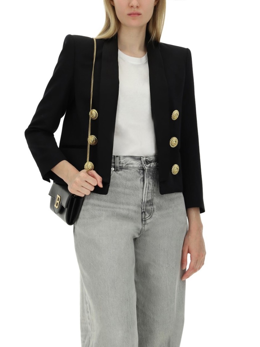 BALMAIN BALMAIN TAILORED CROPPED JACKET WITH DOUBLE-BREASTED FRONT 