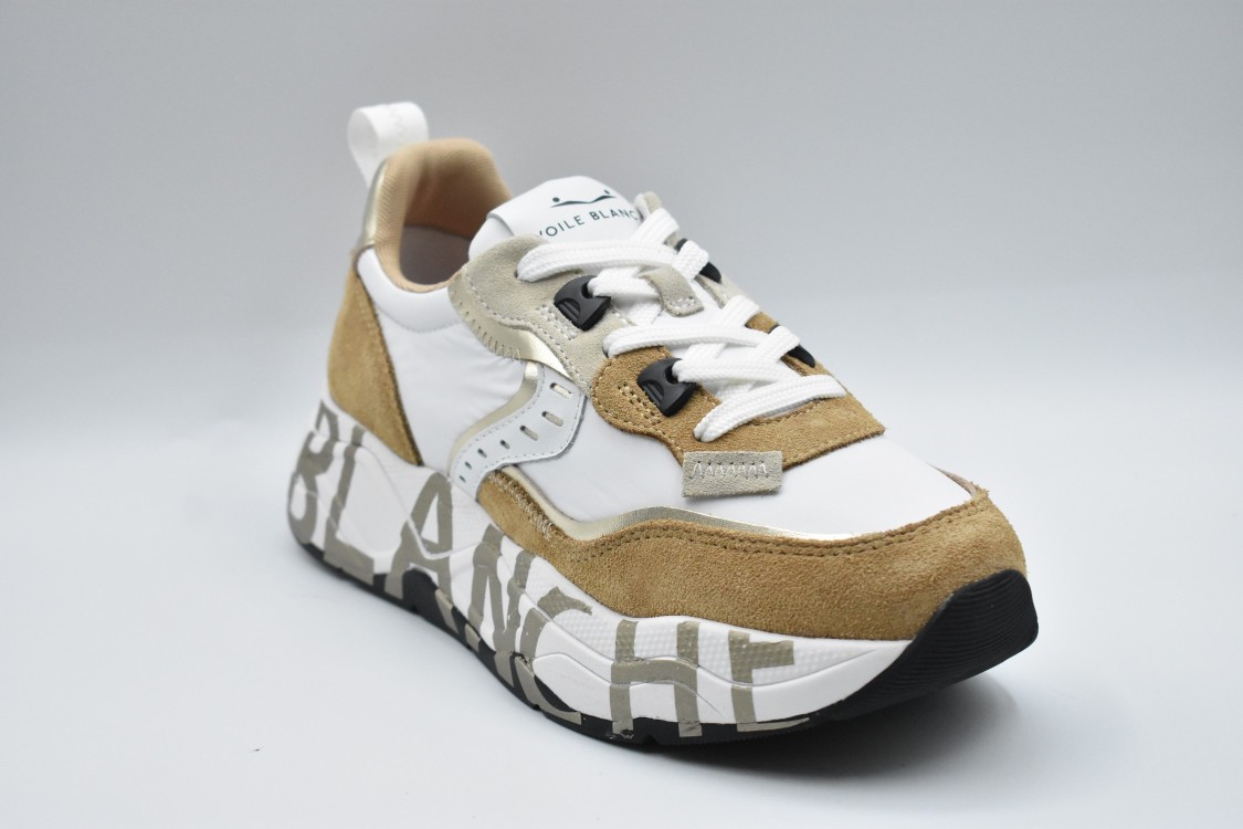Shop Voile Blanche Caramel And White Laced Sneakers