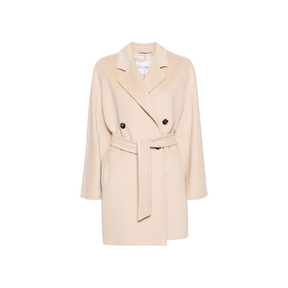 Max Mara Oversized Wool And Cashmere Coat With Lapel Collar And Kimono Sleeves In Neutral