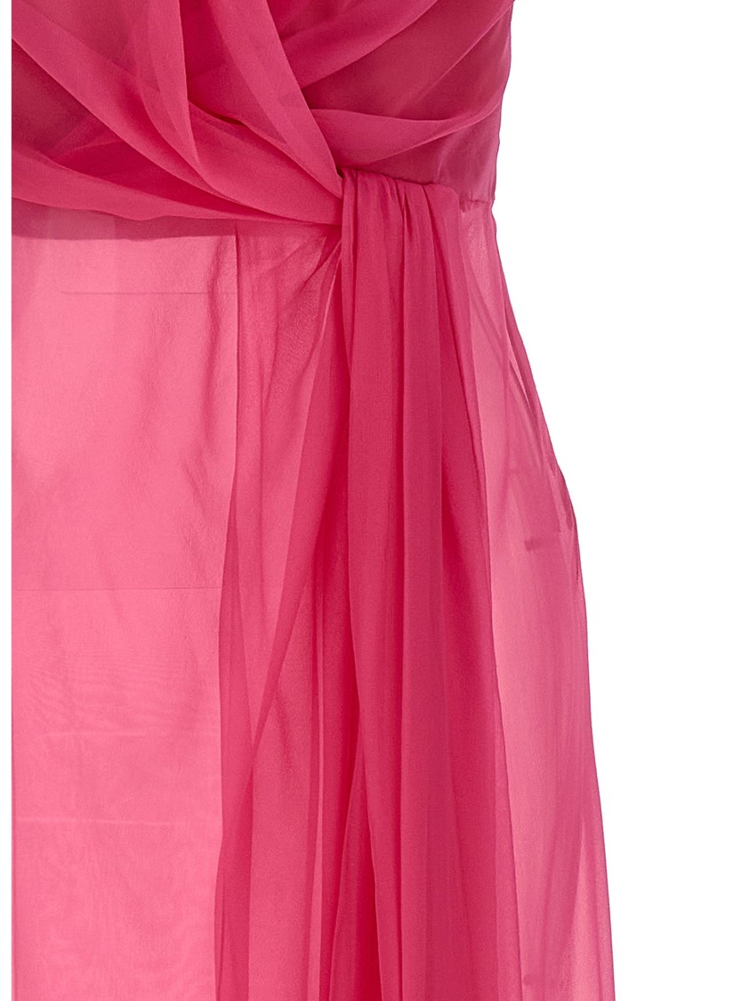 Alberta Ferretti Silk Chiffon Top With Draping In Pink