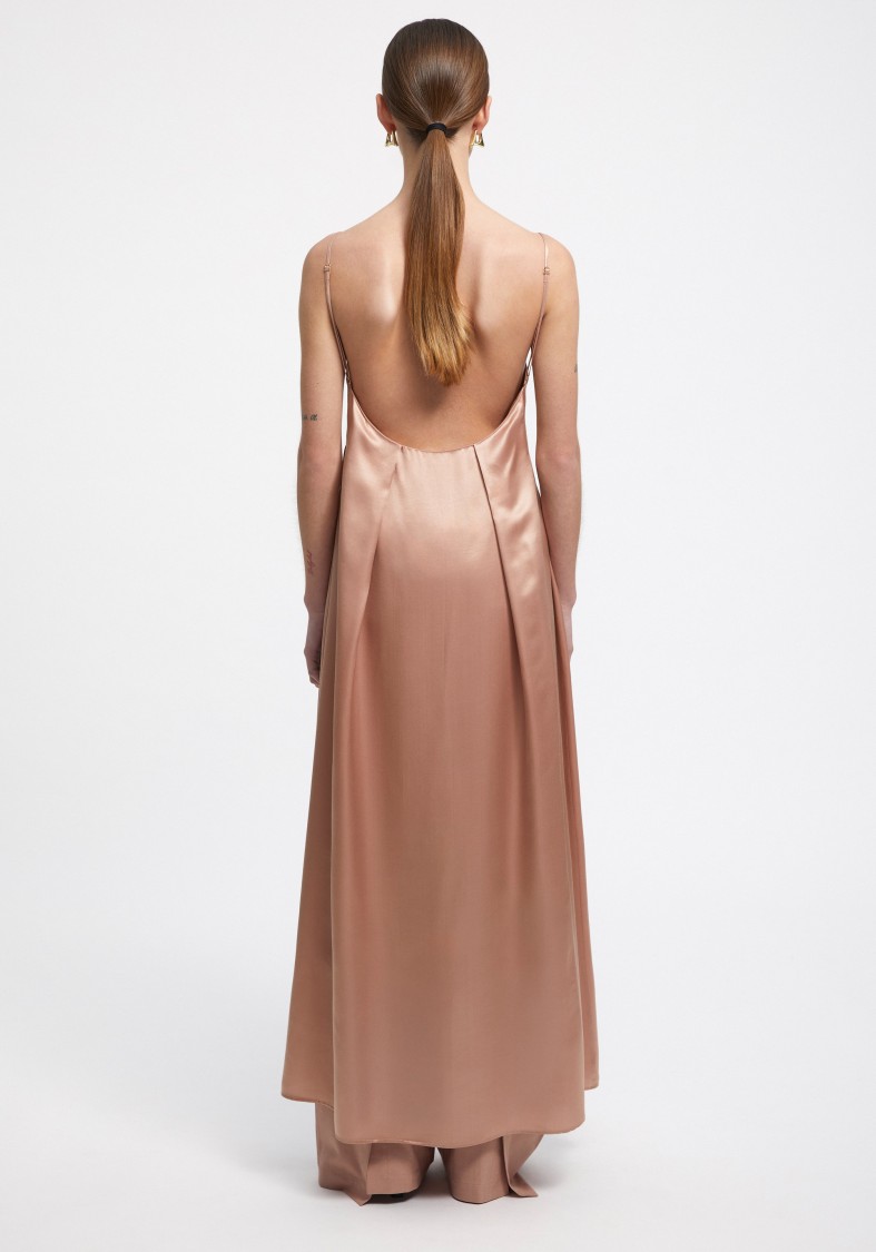 Shop Aeron Felicita - Satin A-line Maxi Dress In Pink