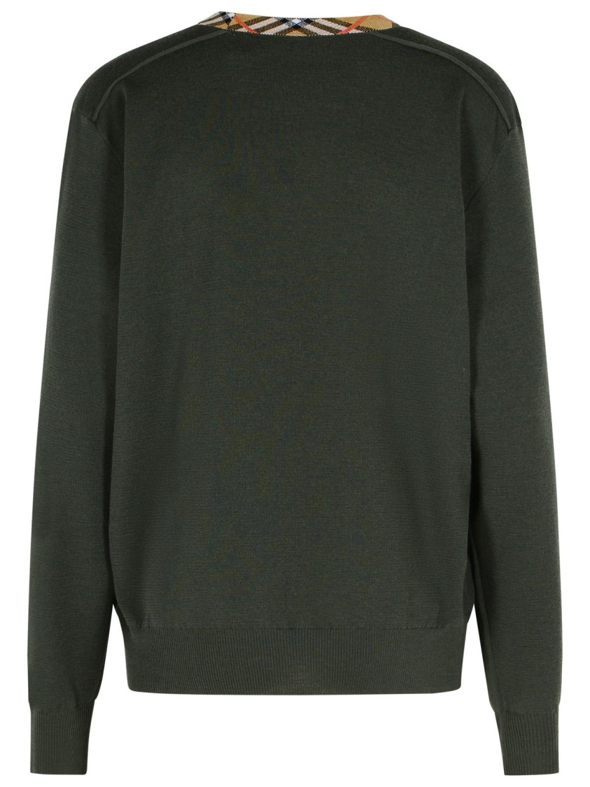 Shop Burberry Michael' Dark Green Wool Sweater