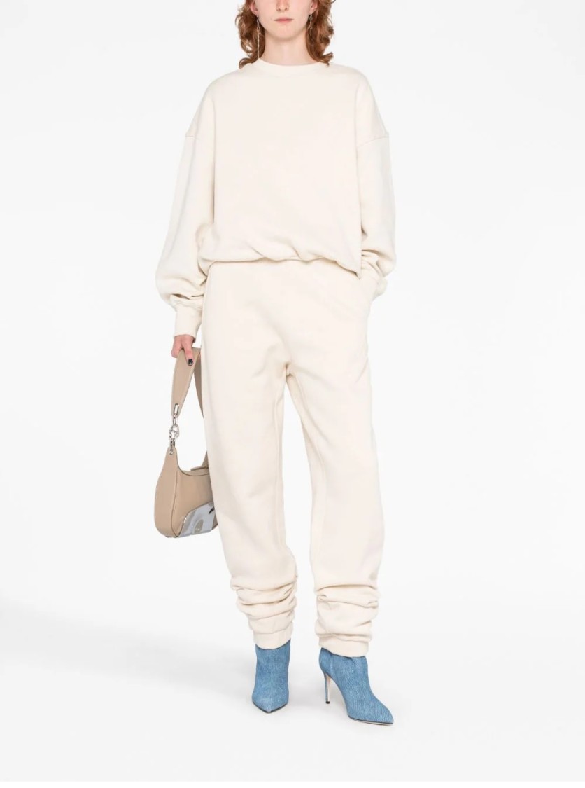 Attico Penny Logo-embossed Cotton Track Pants In White