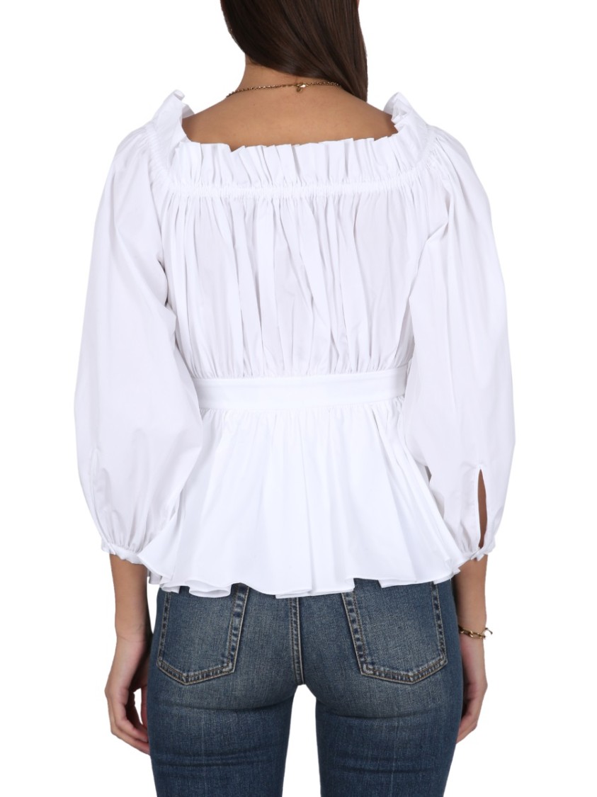 Alexander Mcqueen Off Shoulder Cotton Top In White