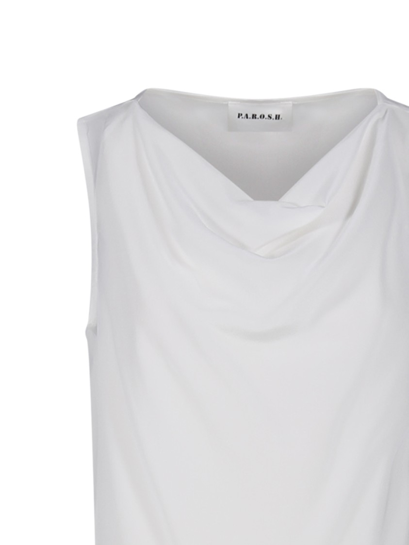 P.a.r.o.s.h Parosh Draped Neckline Silk Blouse In White