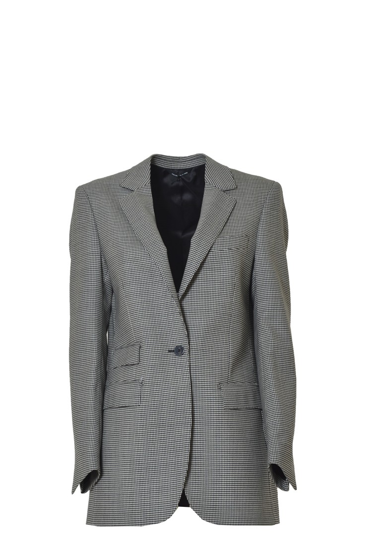 Tonello Straight Pied-de-poule Virgin Wool Twill Blazer In Gray