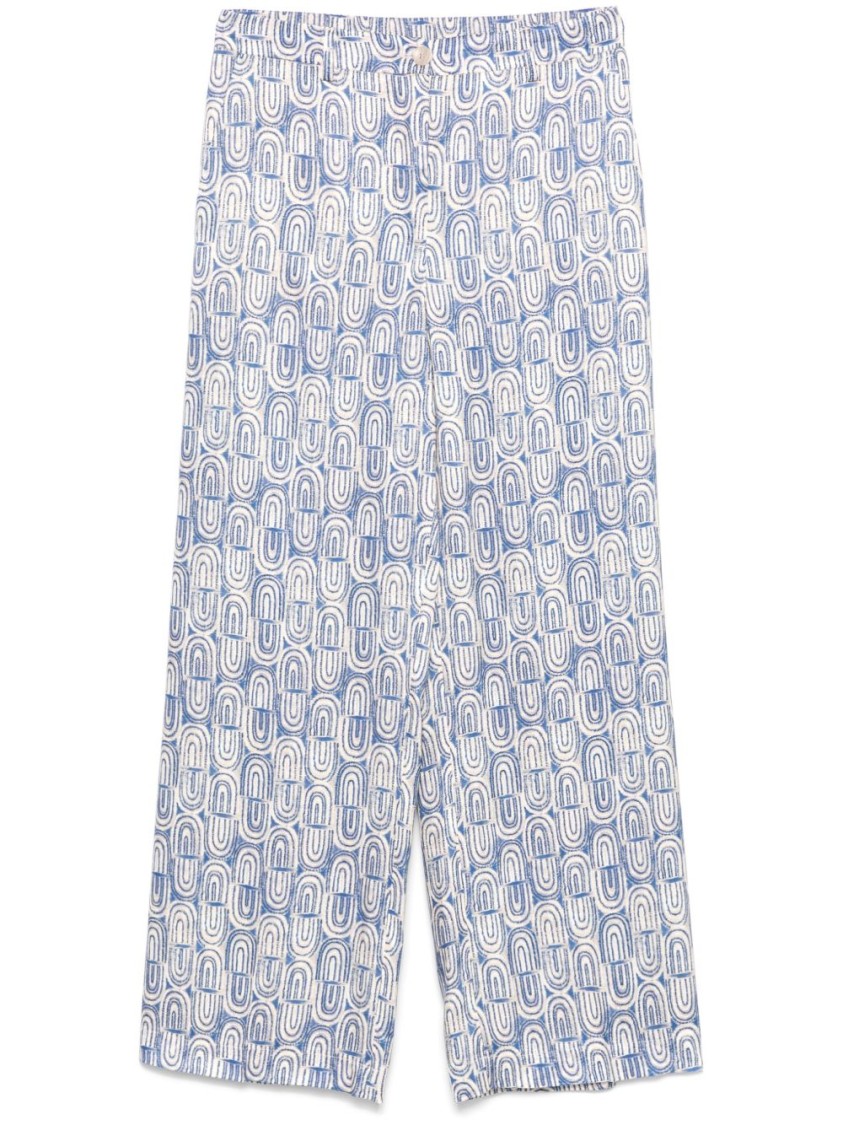 Shop Seventy Sergio Tegon Wide Leg Geometric Pattern Trousers