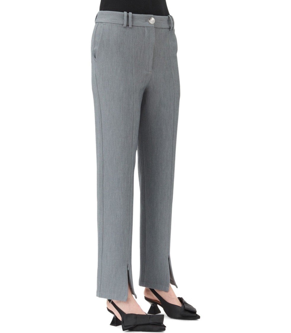Ganni Grey Melange Trouser In Gray