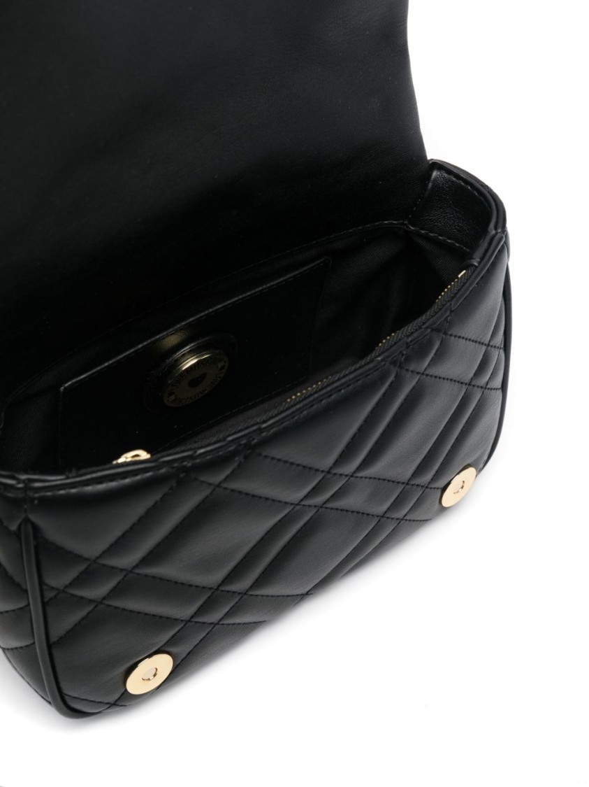 Love Moschino Quilted Shoulder Bag With Heart Embellishments In Black