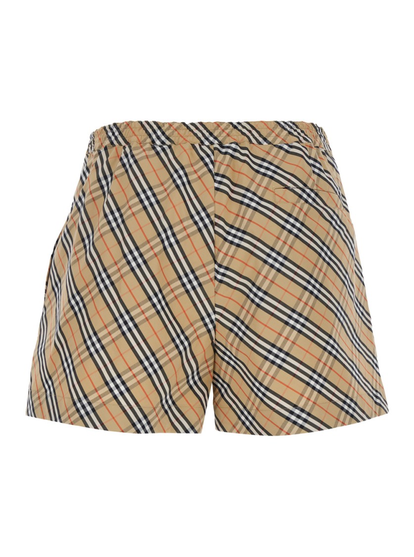 Shop Burberry Beige Check Shorts In Neutrals