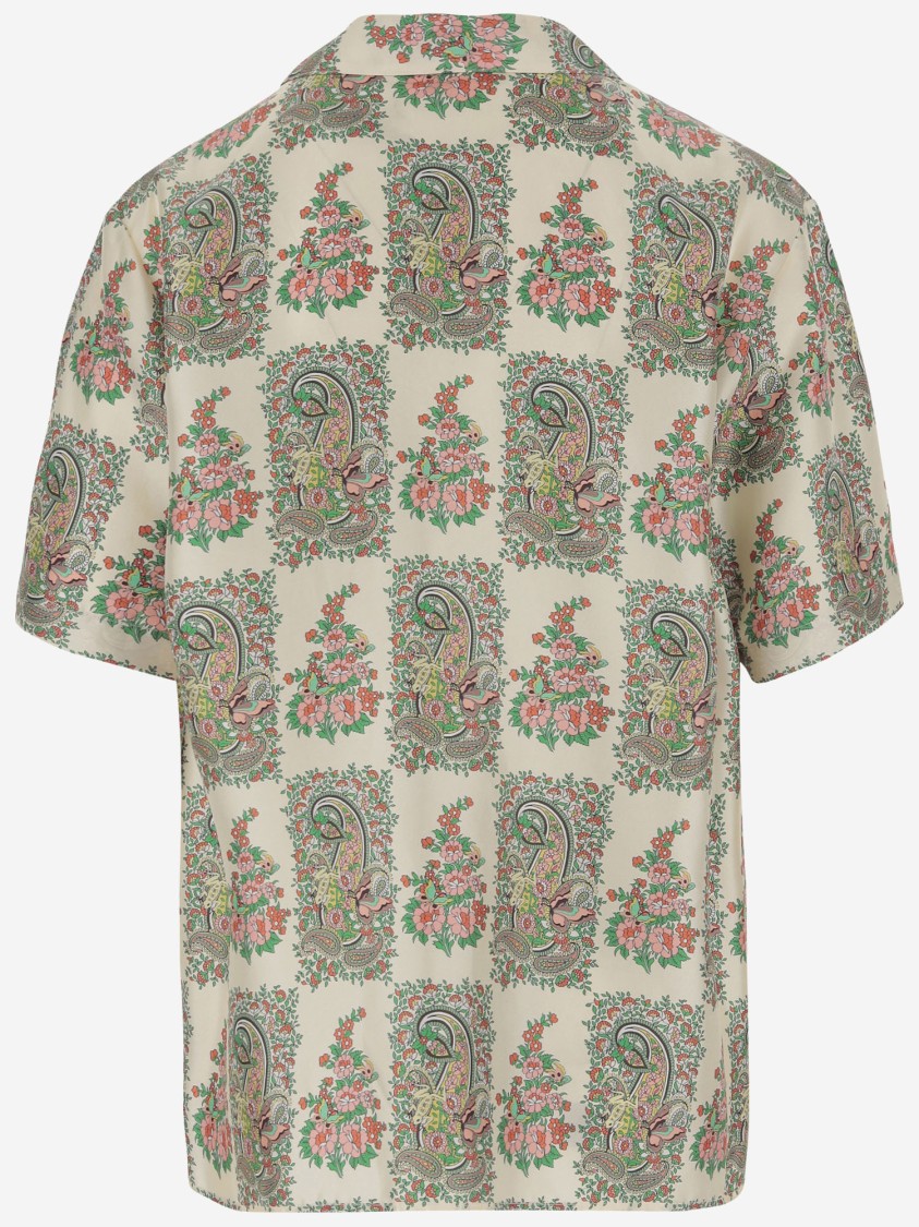 Shop Etro Silk Shirt With Floral Print In Grey